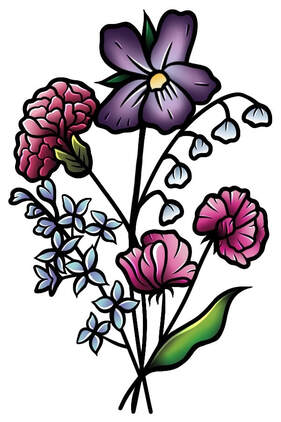 Neotraditional floral bouquet tattoo design for sale