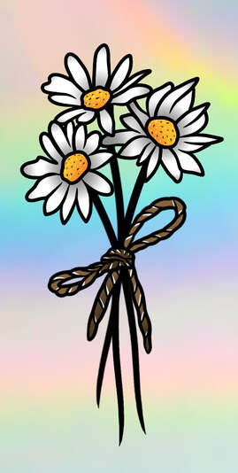 White daisies tied together with rope