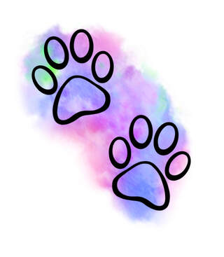 Pink, purple, and blue paw print tattoo design for sale.