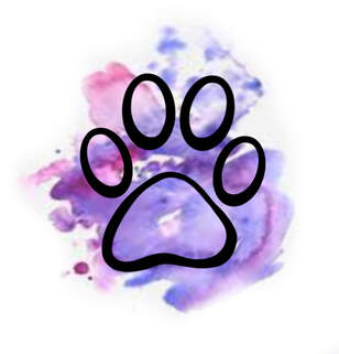 Purple paw print watercolor tattoo design.