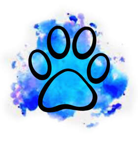 Blue watercolor paw print tattoo design for sale.