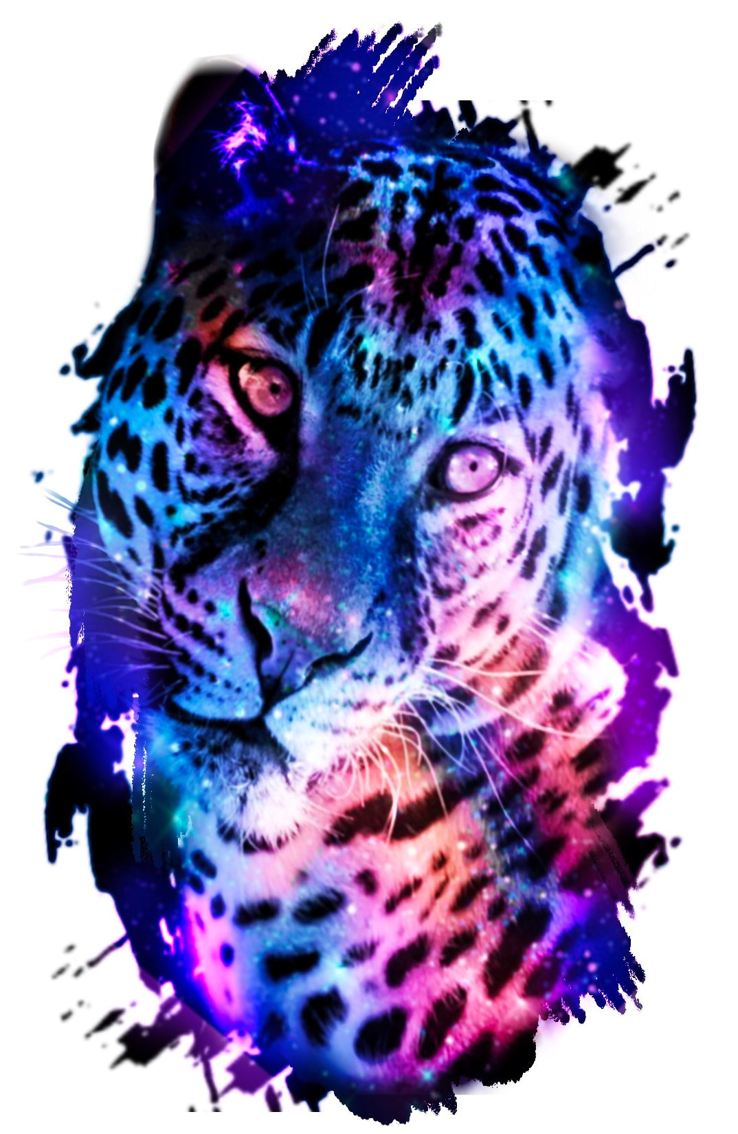Lisa Frank inspired realism cheetah tattoo design.
