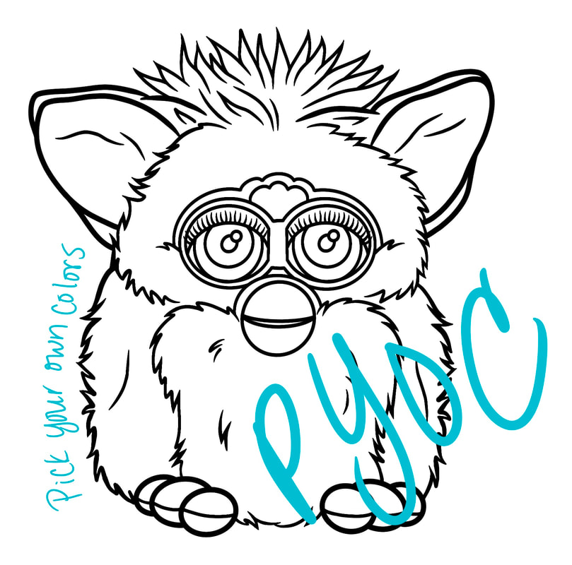 Furby, pick your own colors tattoo.