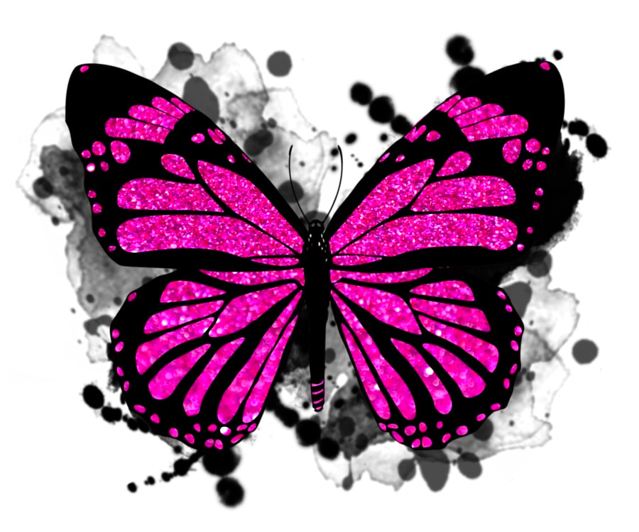 Pink glitter butterfly tattoo by Tyranicorn.