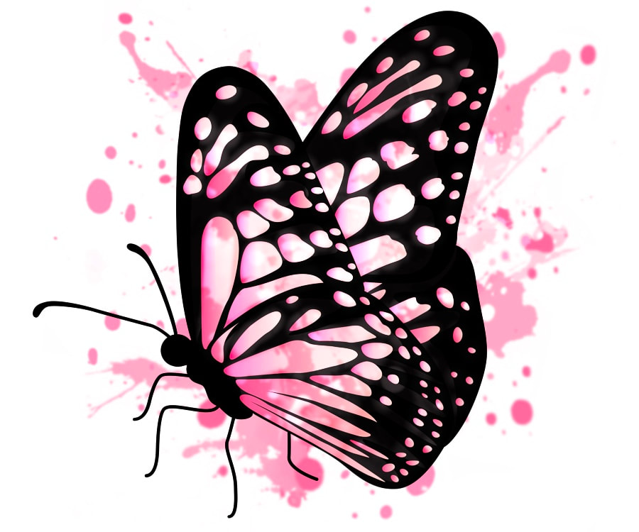 Pink watercolor butterfly tattoo by Tyranicorn for sale.