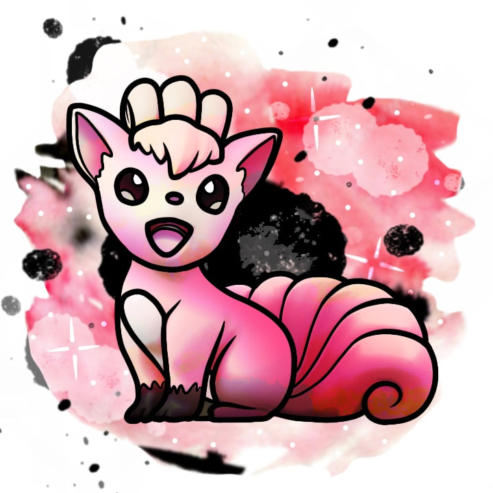 Pink Vulpix Pokemon tattoo design