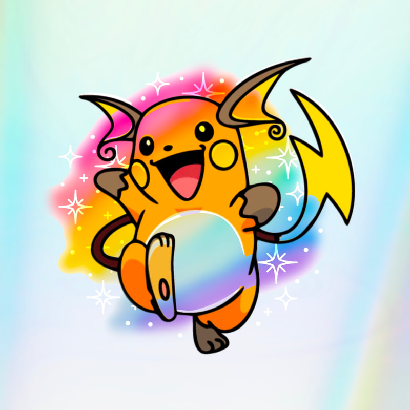 Rainbow watercolor raichu pokemon