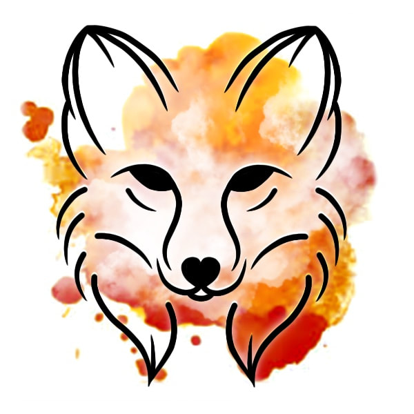 Watercolor fox face tattoo design for sale