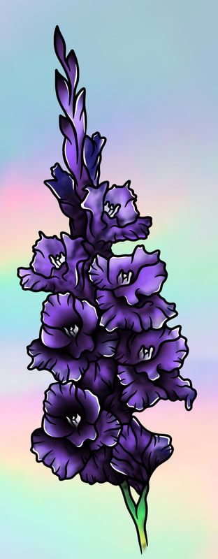 Purple neotraditional iris flower tattoo design