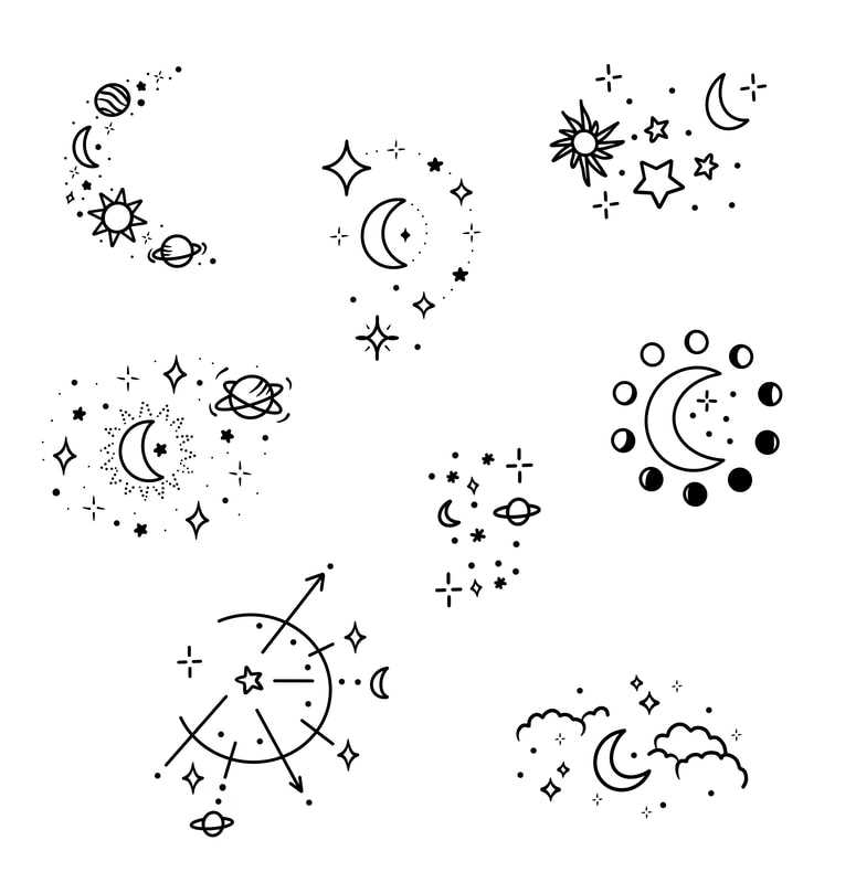 Celestial cluster tattoo flash idea.