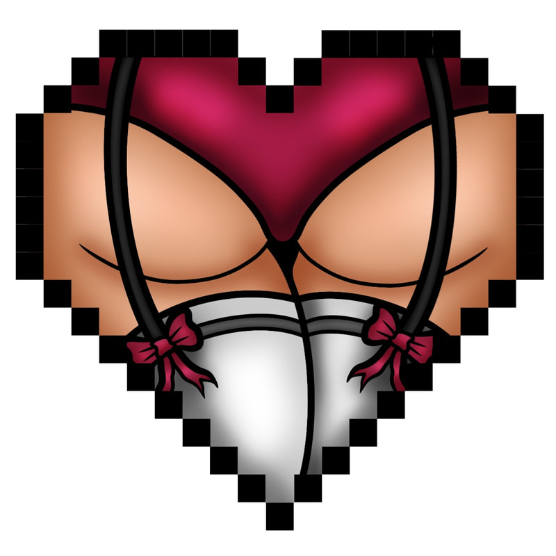 Booty heart with red lingerie. Tattoo design for sale.