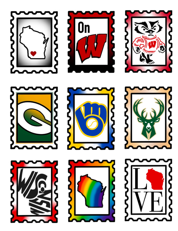 Wisconsin team logos on stamps. Neo traditional tattoo designs for sale.