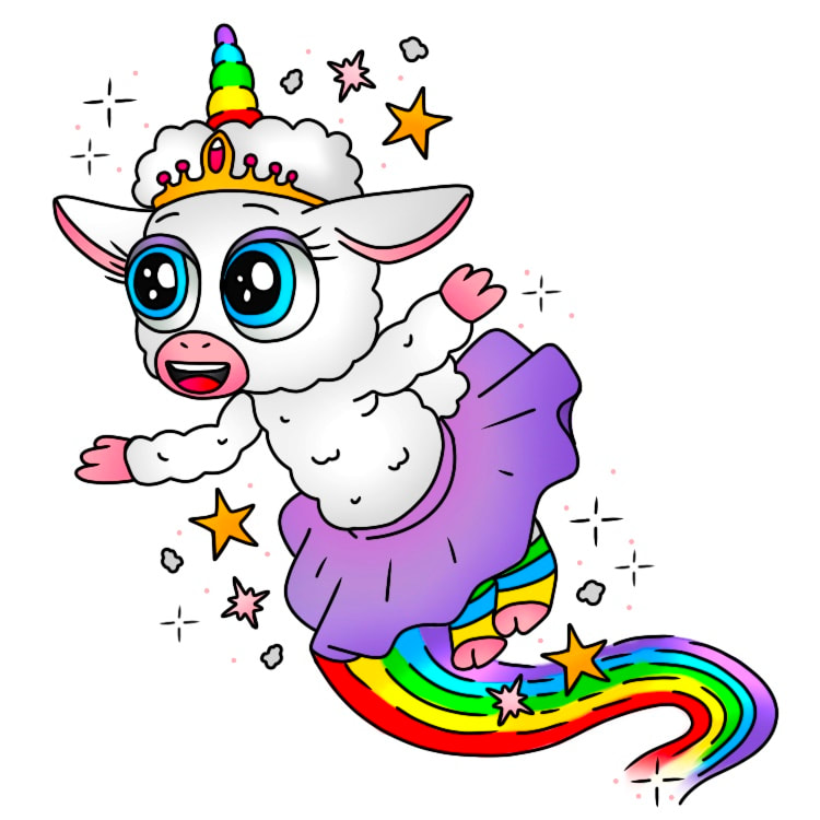 Tinkles from Rick and Morty, rainbow princess sheep.
