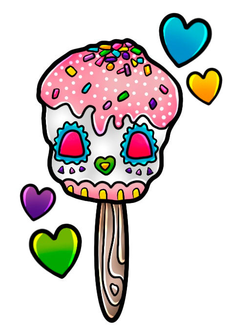 Sugar skull popsicle for dia de los muertos.