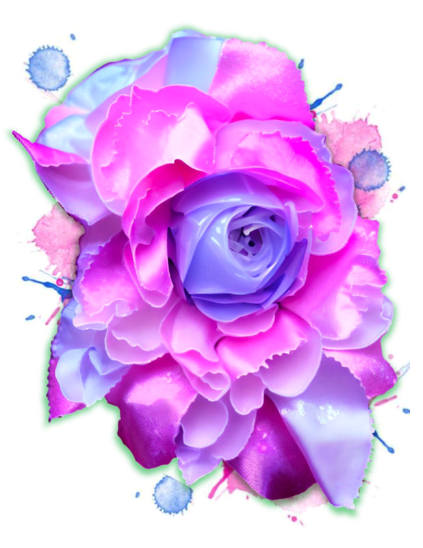 Pastel pink and purple rose tattoo design.