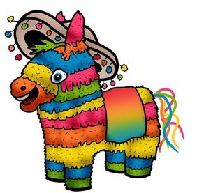 Rainbow donkey piñata wearing a sombrero tattoo design