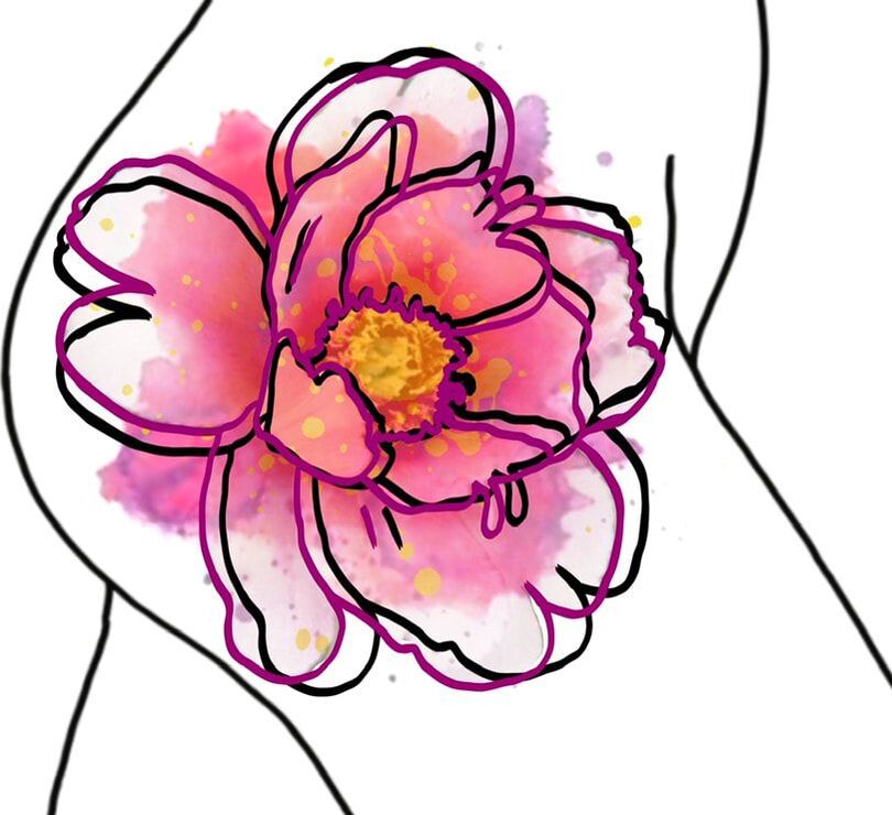 Abstract peony flower tattoo design