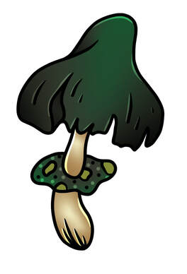 Green mushroom tattoo design for sale.